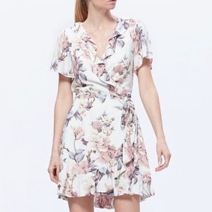 Paige Cardamon floral ruffle wrap dress